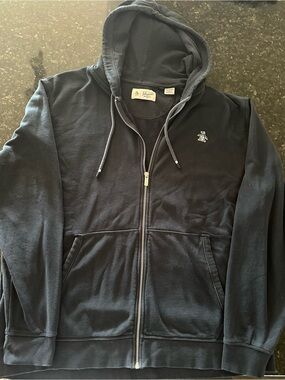 Original Penguin Men's Navy Zip-Up Hoodie with Embroidered Logo